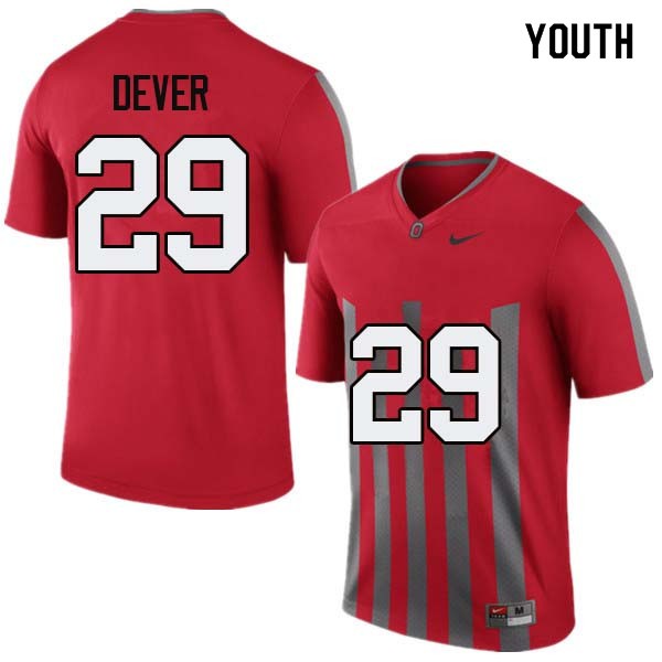 Ohio State Buckeyes #29 Kevin Dever Youth Stitch Jersey Throwback OSU4301